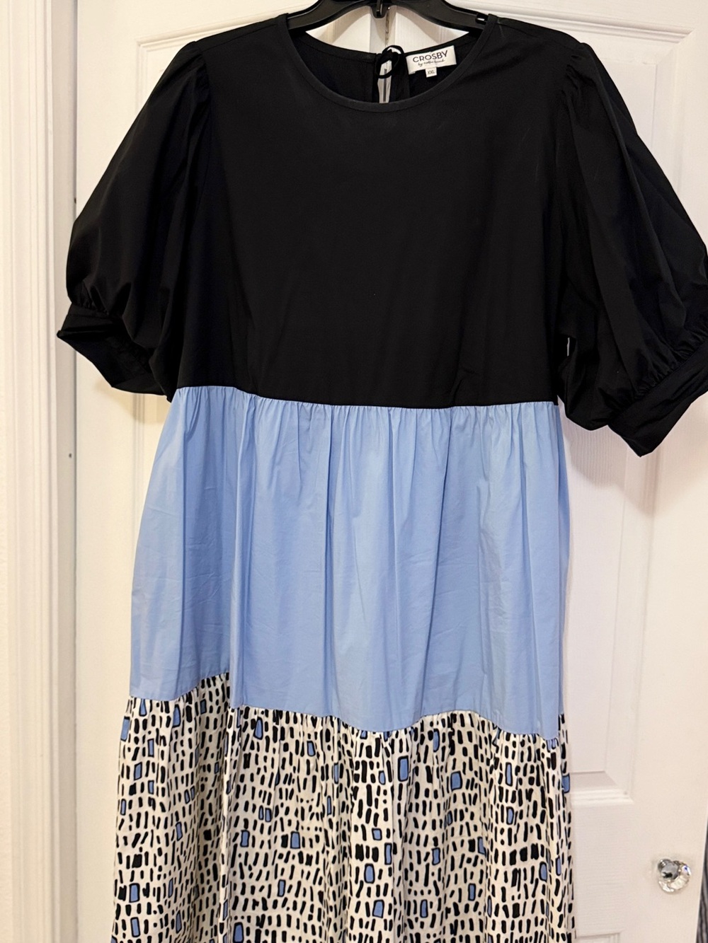 Madison Marcus Black, Light Blue & Printed Tiered Kids Dress